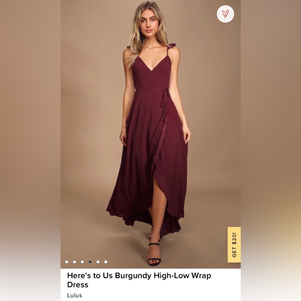 NWT Lulu’s Here's to Us Burgundy High-Low Wrap
Dress